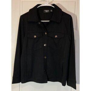 Onque Black Cropped Lightweight Longsleeve Button Front Pockets Jacket PL